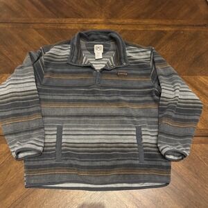 Cinch Mens XL Fleece Pullover Striped Snap Mock Neck Western Grey MWK1007007
